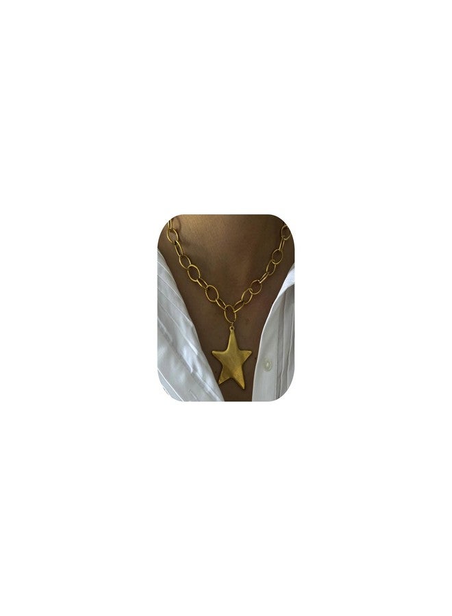 JAVARNV Star Necklace Chunky Gold Statement Necklaces Punk Star Pendant Gold Chain Necklaces for Women Trendy Christmas Jewelry for Dress Sweaters Shirts Stocking Stuffers Gifts for Women - Image 1